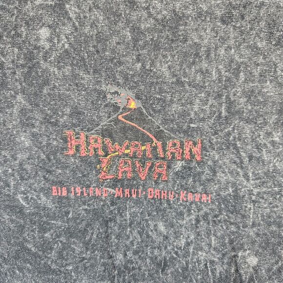Hawaiian Lava T-Shirt Mens Size medium Black Acid Wash Hawaii Map Graphic - Picture 2 of 8